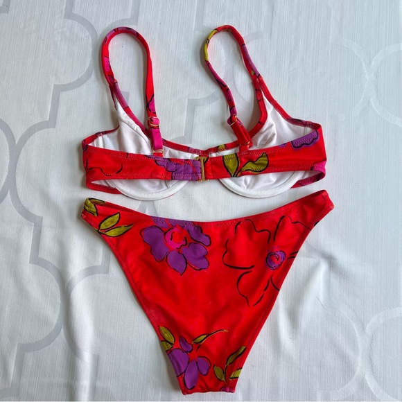 Fruity Booty Cherry Rio Bikini 2-Piece Swimsuit Set Red Floral Print XS/S - Picture 6 of 9